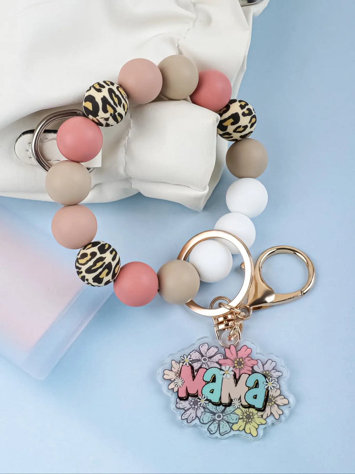 Christian Bible Cross Keychain, Mother's Day Gift for Mom, Faith Beaded Wristlet Keychain, Religious Boho Bag Charm, Key Charms, 1 Count