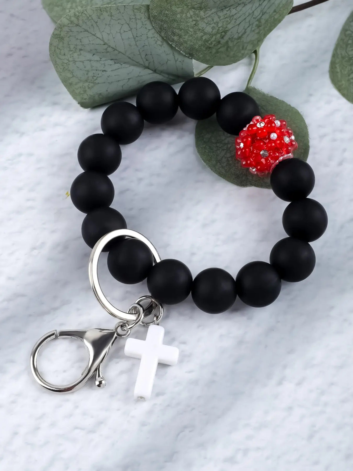Macaron Cross Beaded Bracelet Keychain, Cute Keychains, Matching Tassel Pendant, Soft Beads Design, Perfect Gift for Friends and Mom, Easter and Thanksgiving Gifts