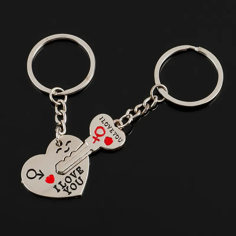 2pcs Set Men Women Cute Heart Key Keychain Couple Key Ring Lovers Key Chain Jewelry Accessory Gift