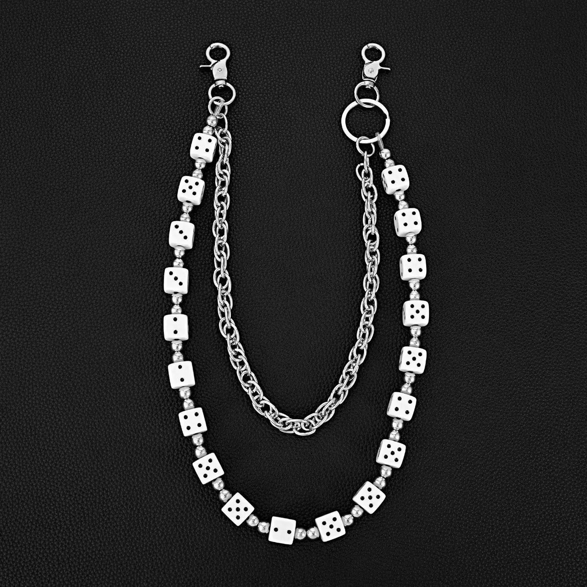 Unisex Punk Hip Hop Waist Chain - Double-Layer Acrylic Fiber Dice Punk Pant Accent, Funky Fashion Body Jewelry, Anniversary Gift Chain Accessory for Pants