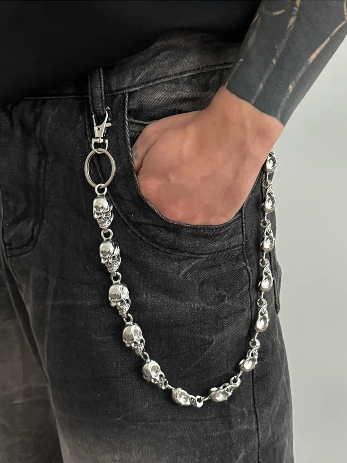 Pants Chain Waist Chain for Men Women,Biker Skull Chain Wallet,Long Cool EMO Punk Trousers Pocket Belt Key Chains for Hip Hop Rock Jean Gothic Clothing Accessories, Chain Accessory