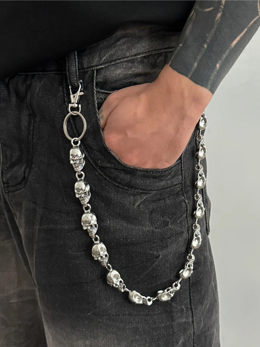 Pants Chain Waist Chain for Men Women,Biker Skull Chain Wallet,Long Cool EMO Punk Trousers Pocket Belt Key Chains for Hip Hop Rock Jean Gothic Clothing Accessories, Chain Accessory