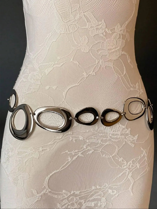 Women's Minimalist Elegant Zinc Alloy Metal Body Chain with Round Detail, Trendy Versatile and Exquisite Body Jewelry, Perfect Birthday Gift, Adjustable Waist Chain Belly Chain