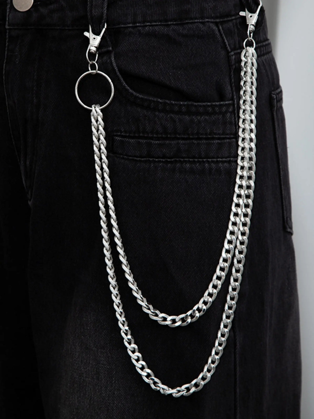 Men's Double Layer Pants Chain, Casual Pants Chain for Jeans Trousers, Pants Chain for Party, Daily Clothing Decor, Pants Chain for Gift, Adjustable Waist Chain, Waist Chain Accessory, Body Jewelry