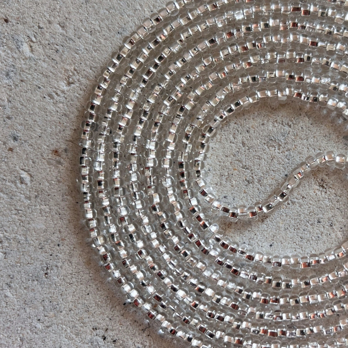 DIAMOND - READ DESCRIPTION! - Tie On Waist Beads - 45 to 60 inches Waistbeads - Silver Waistbeads - Belly Beads - Body Beads - African Waistbeads Made By Venus