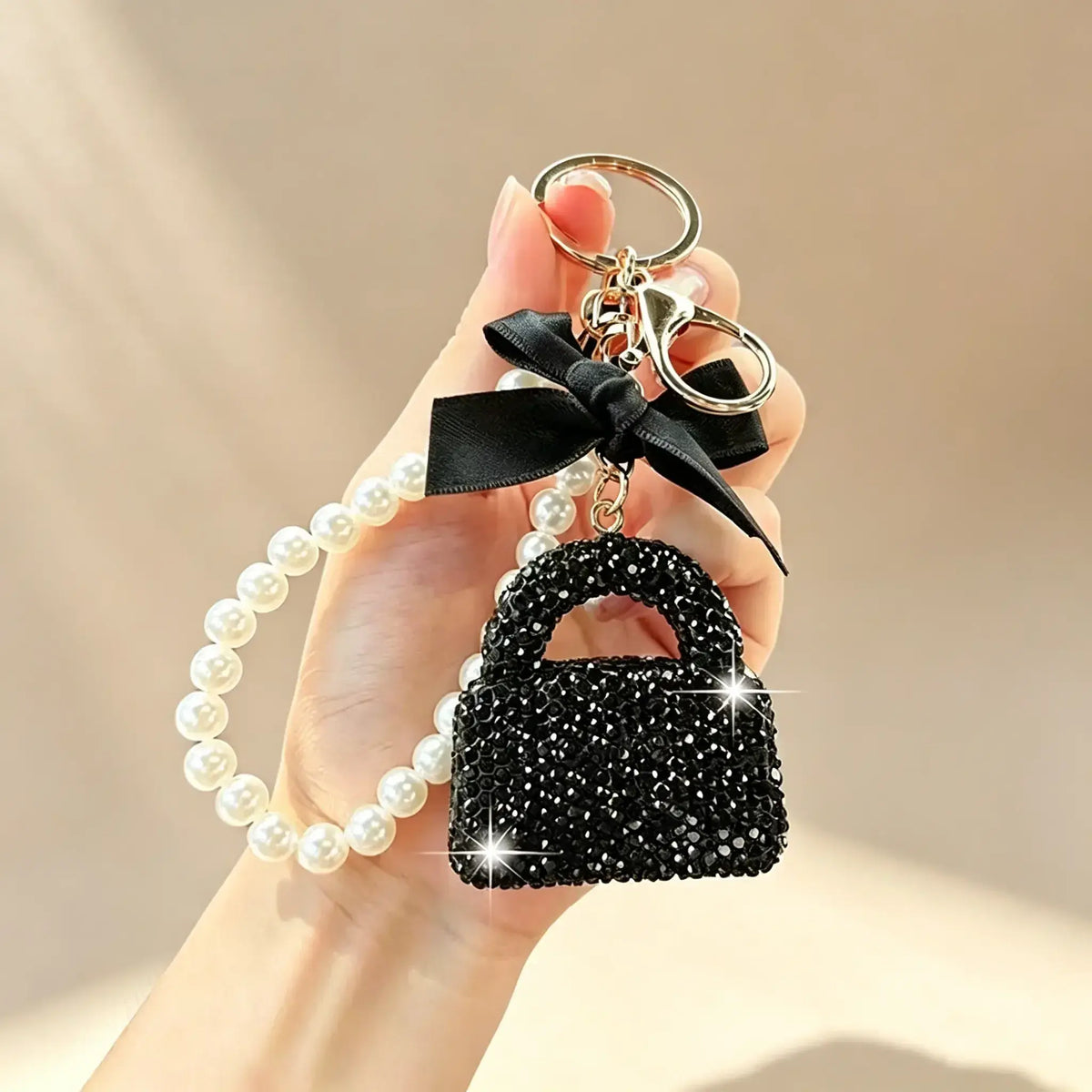 Shiny Rhinestone Bow Keychain Charm - Lightweight, Durable Phone Charm with Ring Hook, Compact Purse Bag Pendant, Holiday Giftready Accessory for Ladies