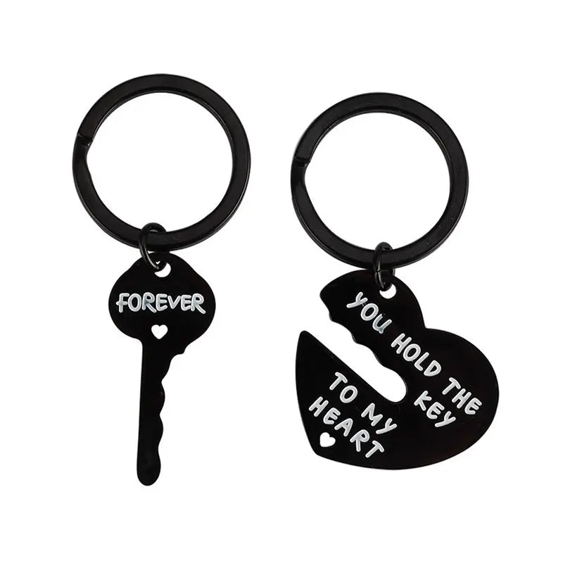 2pcs Set Men Women Cute Heart Key Keychain Couple Key Ring Lovers Key Chain Jewelry Accessory Gift