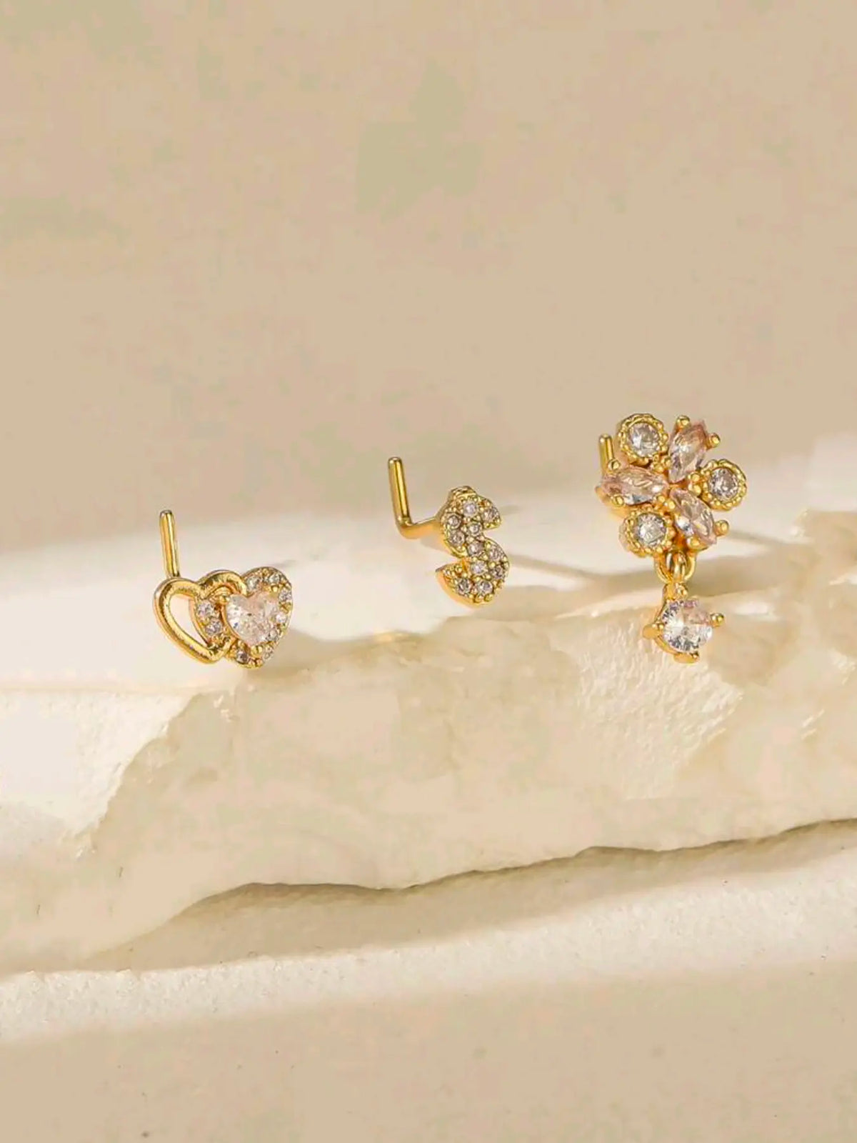 Heart & Cross & Butterfly Design Nose Ring Set, Fashionable Nose Ring for Women & Girls, Trendy All-match & Exquisite Jewelry for Birthday Gift, Nose Piercing Jewelry, Body Jewelry
