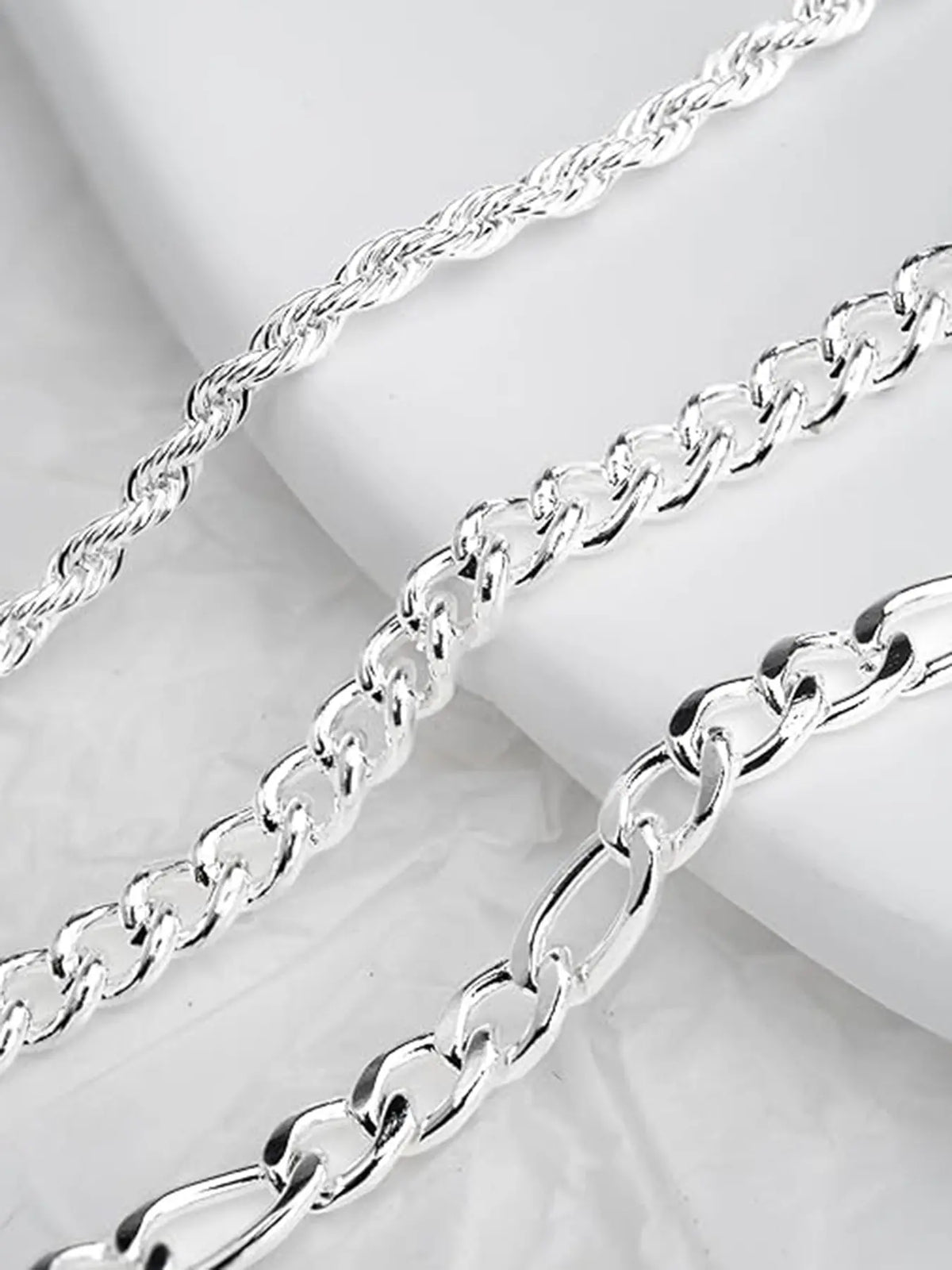 3-Piece Anklet Set: Flat Snake Chain, Fried Dough Twist Chain, and Twisted Chain — Stylish Beach & Vacation Foot Jewelry, Fashionable Jewelry for Women, Summer Jewelry, Fashion Accessories, Jewellery, Fashionable Accessory