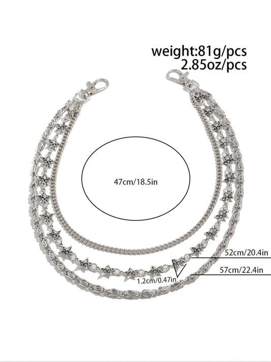 Unisex Fashion Multi-Layered Tassel Pants Chain, Bop Chain, Casual Hip-Hop Style Accessory, Perfect for Daily Wear, All Seasons, Adjustable Waist Chain, Body Chain Accessory