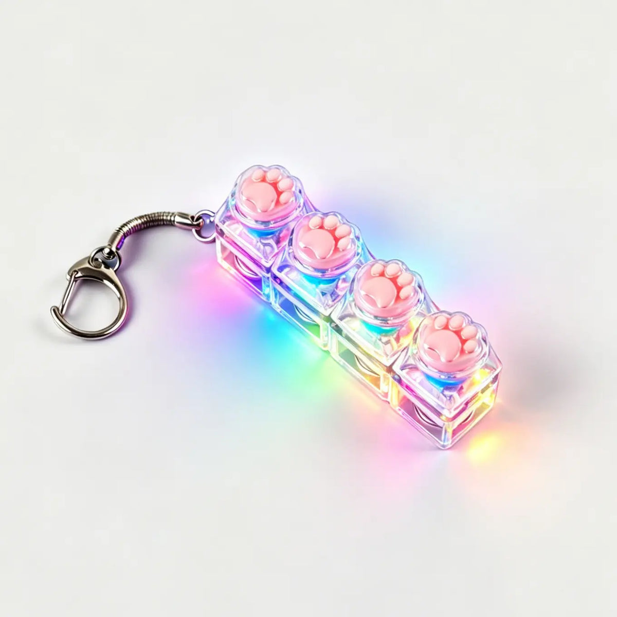 LED Light Keychain Keyboard, Light Up Keys, Press and Click Fidget Toy, Stress Relief Anxiety Relief, Portable Office Desk Accessory, Office Decoration Gift, Fidget Keyring