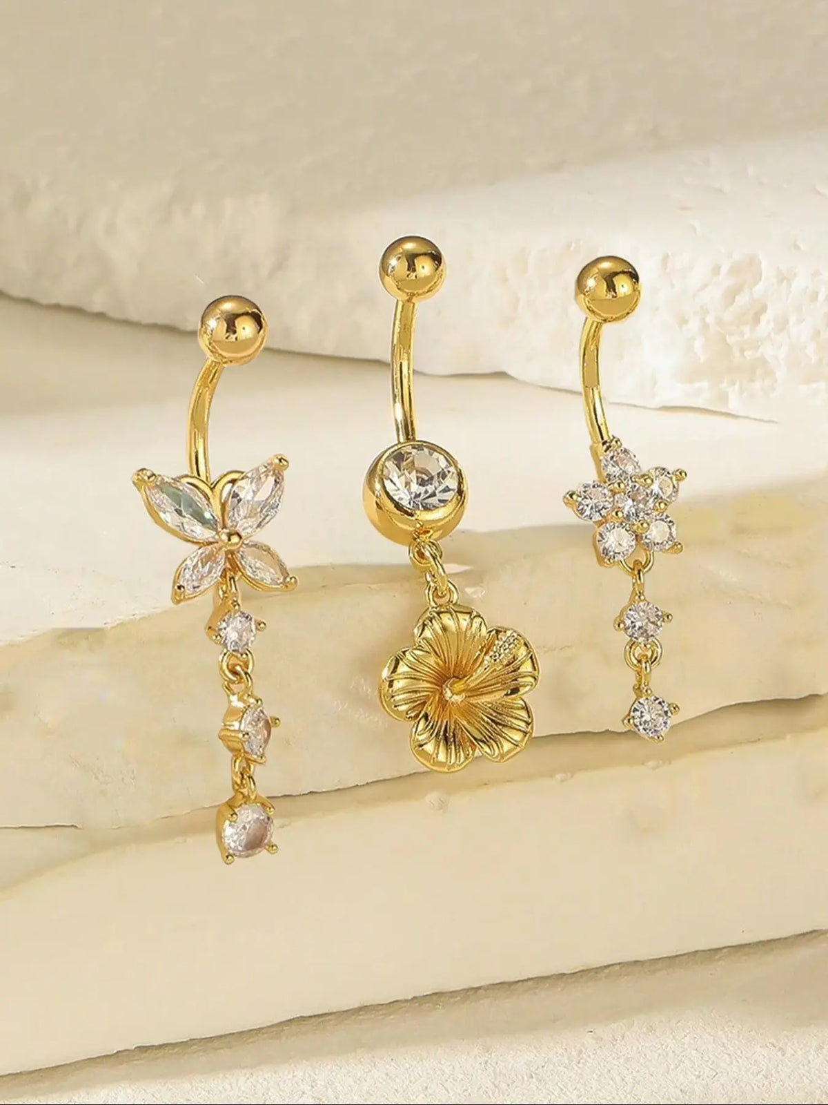 Women's Stainless Steel Cz Belly Ring Set, All Seasons, Butterfly Heart Design, Sexy Navel Piercing Jewelry, Belly Button Jewelry, Body Jewelry, Body Jewellery, Valentine's Day Gift Idea