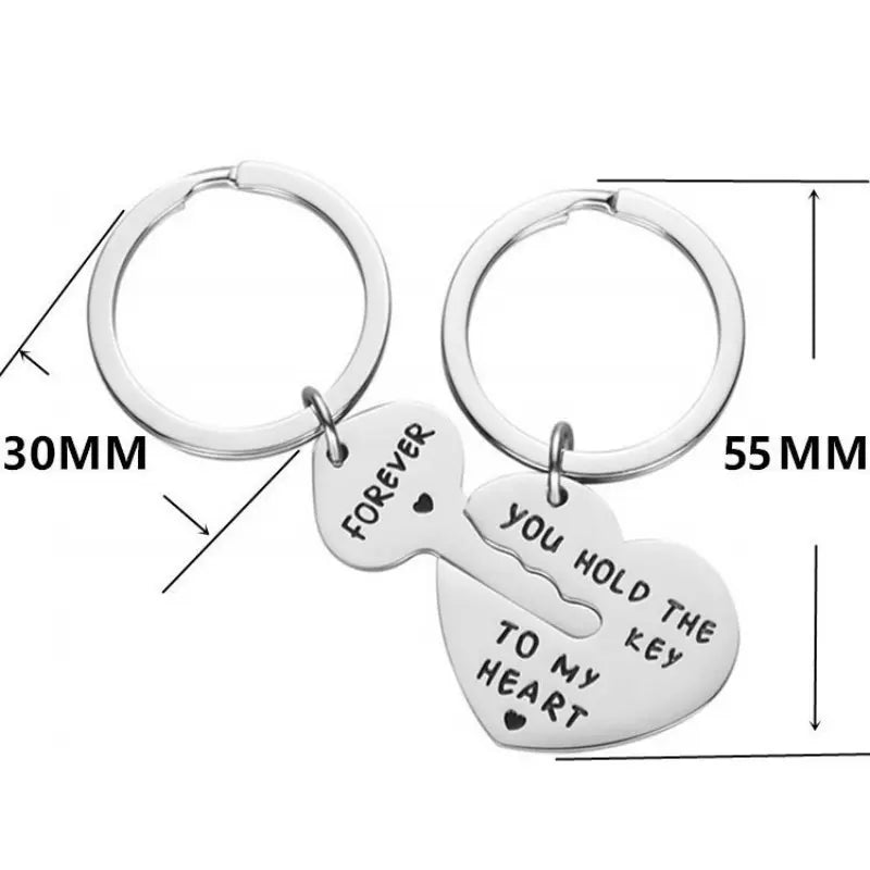2pcs Set Men Women Cute Heart Key Keychain Couple Key Ring Lovers Key Chain Jewelry Accessory Gift