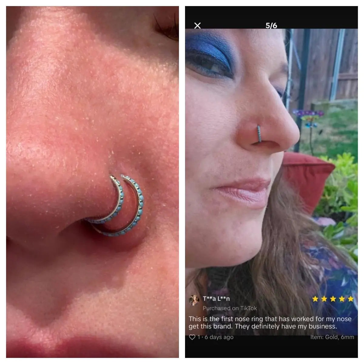 OUFER BODY JEWELRY 20G 316L Stainless Steel Turquoise Hinged Segment Ring, Corrosion-Free Nostril Nose Piercing Piece with Hinge Detail, Unisex Fashion Body Jewelry, 6mm/7mm/8mm Inner Diameter, Turquoise Jewelry