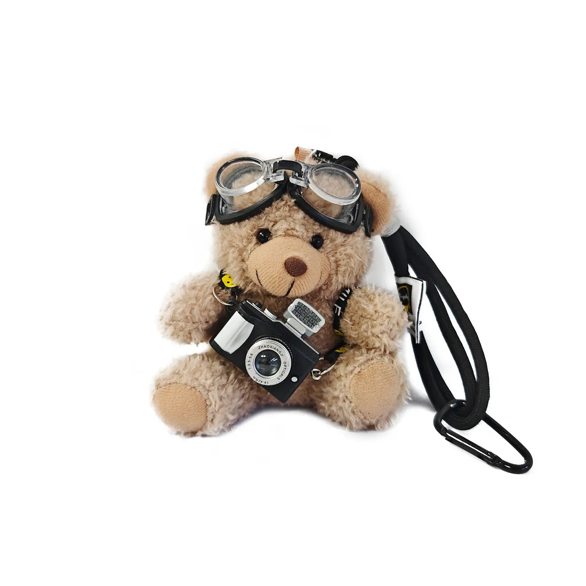 Unisex Cute Bear Plush Bag Pendant Keychain - Bag Charm with Flash Camera & Glass, Whimsical Functional Accessory for Handbags, Luggage to Express Style