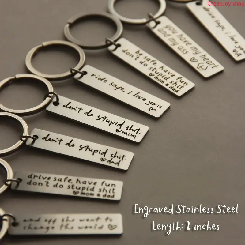 【Father's Day Gift】Personalized Safe Driving Keychain, Engraved I Love You Stainless Steel Key Ring, Thoughtful Driving Safety Gift For Husband Boyfriend Brother And New Driver Daily Car Accessory
