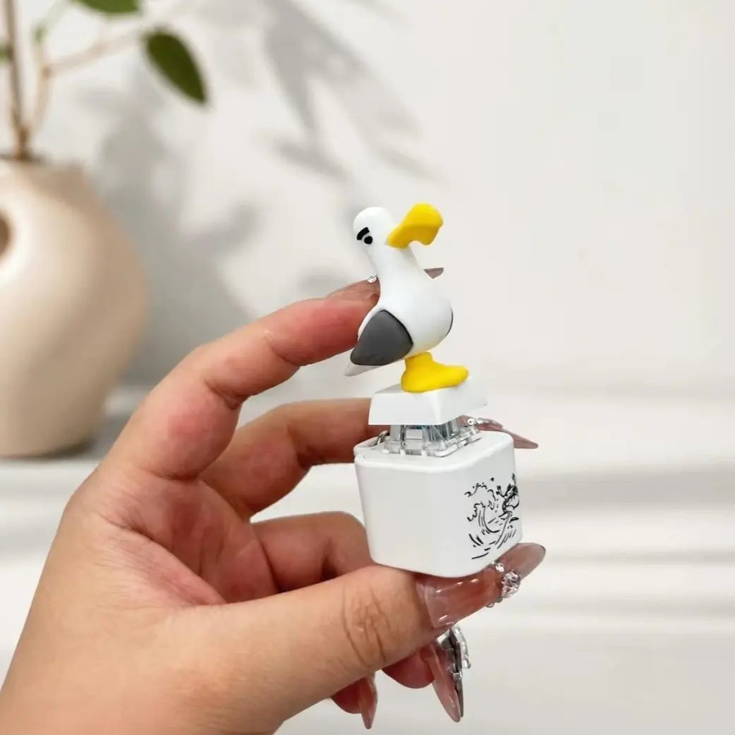 1pc/2pcs Seagull Rechargeable LED Fidget Button Keychain, Light-Up Clicker Stress Relief Toy