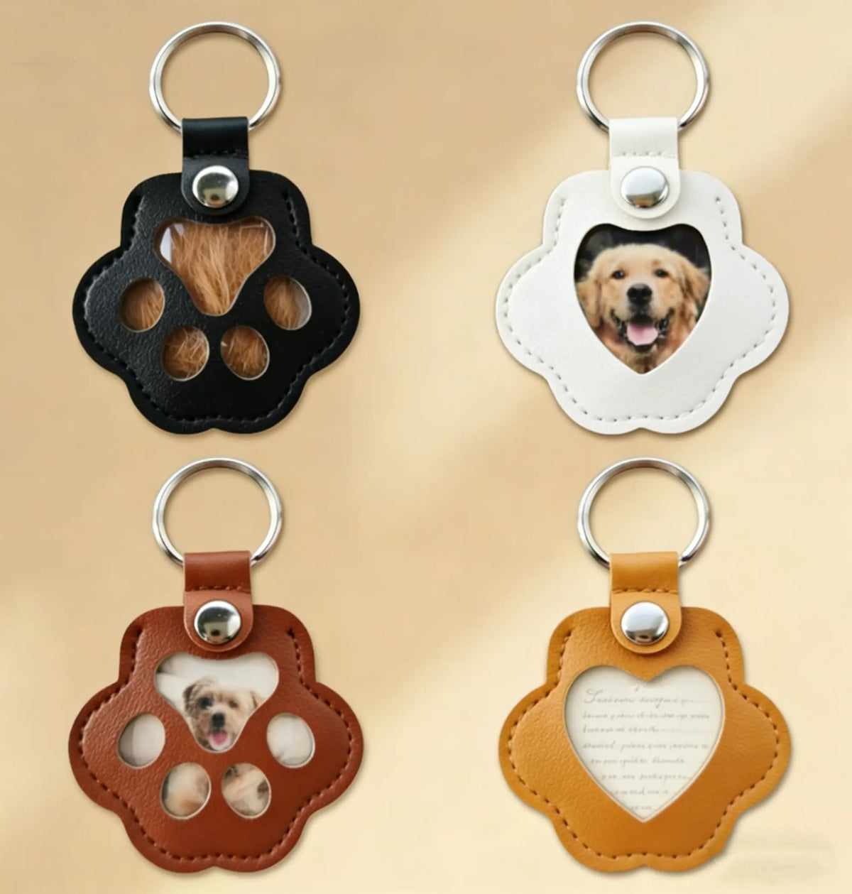 Small Pet Memorial 2-in-1 Leather Fur Holder Charm - Handmade Heart Keychain, Buckle, Durable Lightweight The Memory Keeper with Photo Slot for Cat/Dog Fur Lovers (Everyday Commemorative Gift)