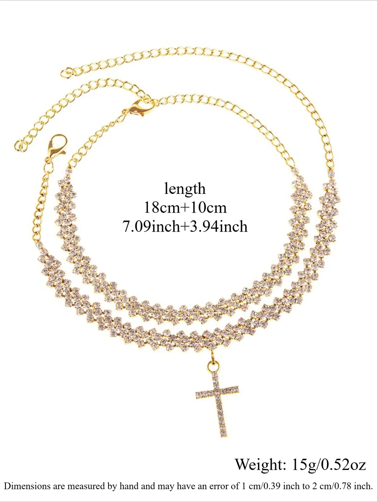 Elegant Rhinestone Cross Pendant Anklet Set, Dainty Layered Anklet, Fashionable Sparkling Design, Perfect for Parties & Evening Events, Women's Accessory, Foot Jewelry, Fashion Chic Accessories, Trendy Fashionable Accessories